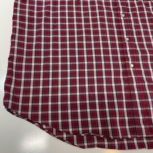 VTG Plains Men’s Western Pearl Snap Shirt Cotton Red Blue Checkered Size XL - Picture 2 of 7
